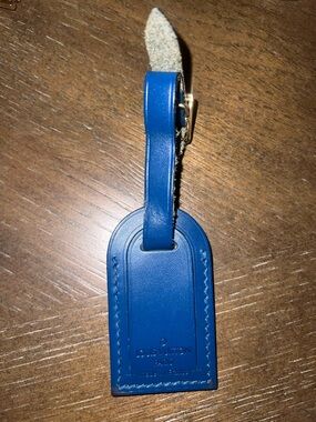 Louis Vuitton Royal Blue Leather Luggage Tag with Strap
